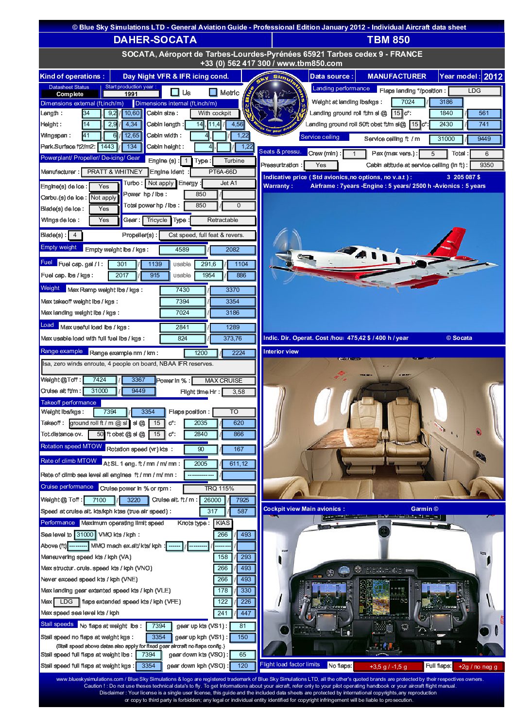 Aviation catalog TBM 850